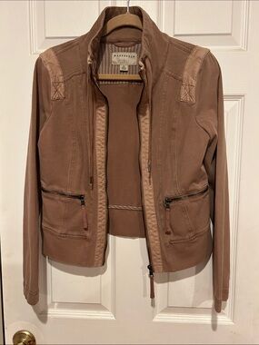 Anthropologie Marrakech Taupe Utility Zip Jacket